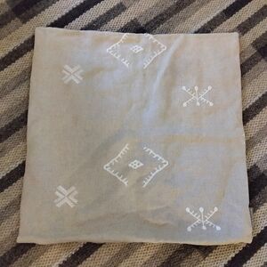 MCGEE & CO Designer Linen Embroidered Pillow Case Cover AZTEC Beige 22 X 22